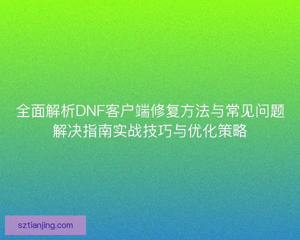 全面解析DNF客户端修复方法与常见问题解决指南实战技巧与优化策略
